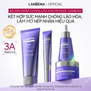 Set Retinol LANBENA Retinol Sữa rửa mặt,kem mắt,tinh chất,kem dưỡng da mặt,nước hoa hồng,mặt nạ mắt,