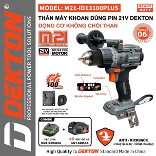 Máy khoan pin DEKTON M21-ID13100PLUS, Anti kickback Tạo xung 3 Chức năng Không chổi than 100Nm