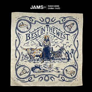 Khăn vải bandana turban JAMS chất cotton cao cấp 55x55cm Best In The West Trắng 12