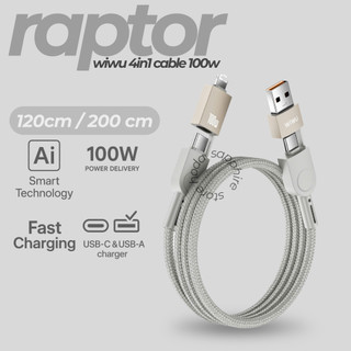  Cáp Sạc Nhanh 4in1 100W WiWU Raptor Wi-C051 USB-C Dây Dù Chống Đứt Gãy cho iPhone 16 Pro Max Mac 