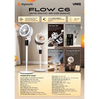 Quạt đối lưu không khí thông minh UNIQ Flow C6/ C6 Pro - Điều khiển bằng giọng nói (BH chính hãng)