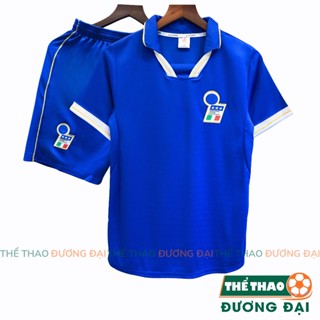 Quần Áo Bóng Đá ĐT Ý Bích Retro1996 Thun Mè Thoáng Khí Thể Thao Đương Đại