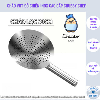  Chảo lọc Chảo vợt đồ chiên Inox Cao cấp Chubby Chef chuyên dụng rây bột lọc thức ăn đồ chiên xác trà bã trái cây 