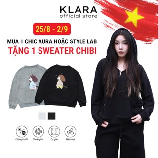 KLARA |  MUA 1 TẶNG 1 | Áo Hoodie Khóa ngắn CHIC AURA vải nỉ chân cua - Chống tia UV, lành tính cho da dành cho nam nữ