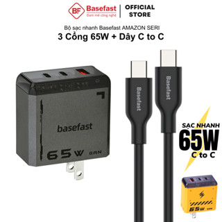 Bộ sạc nhanh type c 65W Basefast củ sạc Gan 65w kèm dây cho máy tính bảng laptop samsung mac Xiaomi