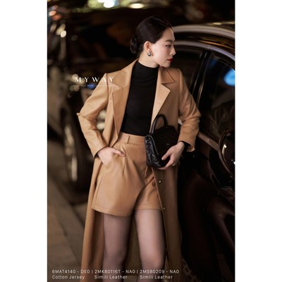Quần Short Da Cao Cấp MY WAY Lứng Cao Bấm Hai Cúc Tốn Eo Sang Chảnh 2MSB0209w