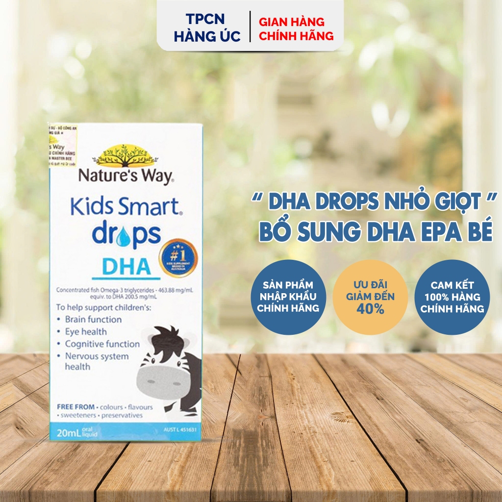 DHA Drops Nature's Way Kids Smart Drops Siro Thông Minh Bổ Sung DHA EPA, Hỗ Trợ Bổ Não Và Mắt Cho Bé