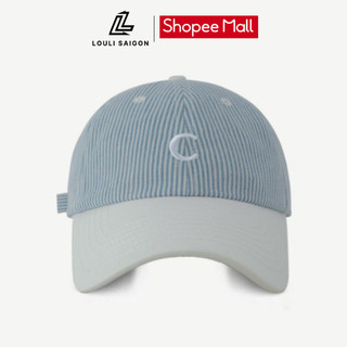  Mũ lưỡi trai LOULI SAIGON dành cho nam nữ thêu chữ C vải cotton form mềm họa tiết sọc thời trang unisex M102 
