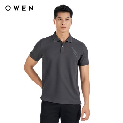 Owen - Áo polo Bodyfit APV252546 màu Xám đậm chất liệu Poly recycled (Renu)