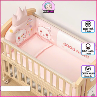 Cũi ngủ cho bé 2 tầng kèm ( QUÂY + MÀN +NỆM ) Nôi cũi gỗ cho bé đa chức năng chất liệu gỗ thông kích thước 105x60cm
