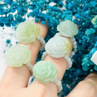 Nhẫn Cẩm Thạch Type A Mặt Hoa Hồng - Ngọc Trai Trường Thịnh