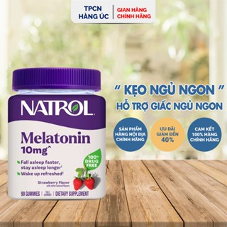 Viên Kẹo Dẻo Ngủ Ngon Natrol Melatonin 10mg Mỹ vị dâu Hỗ trợ giấc ngủ ngon và sâu, giúp cải thiện trí nhớ hộp 90 viên