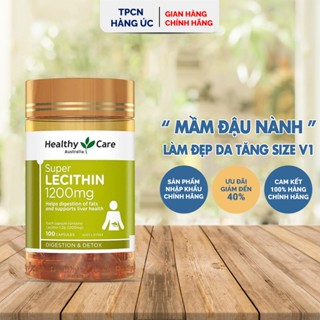 [ Hàng Nhập Khẩu ] Mầm đậu nành Super Lecithin Healthy Care 1200mg của Úc giúp cân bằng nội tiết, đẹp da 100 viên