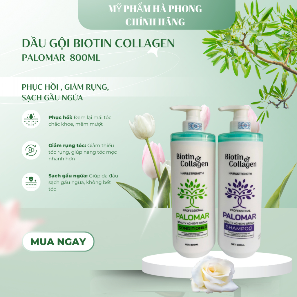 Dầu Gội Palomar Biotin & Collagen Phục Hồi Mềm Mượt , Sạch Gầu 800ml ( Chính hãng )