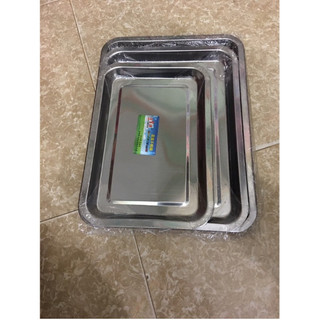 Khay Chữ Nhật Cạn Inox Đa Kích Thướt.