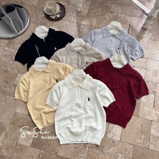  Áo len polo thêu ngựa cổ kéo khoá Áo kiểu len mongtoghi mềm mịn AL2601-A4TN - NhiNhi Shop 