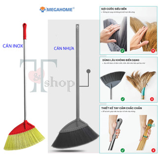 [HOẢ TỐC] Chổi Quét Sàn HomeBroom X3 MEGAHOME Thân Cây Inox / Nhựa, Cước Mềm Mại Dùng Quét Nhà, Quét Nước