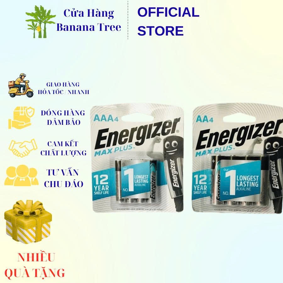 Pin Energizer Max Plus đũa AAA , tiểu AA vỉ 4 viên