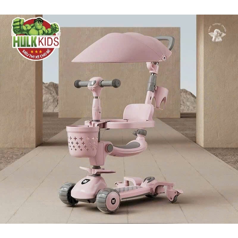 [Mẫu mới 2025] Xe trượt scooter 3in1 có đèn nhạc cho bé kiểu mới đa năng_Hulk.Kids