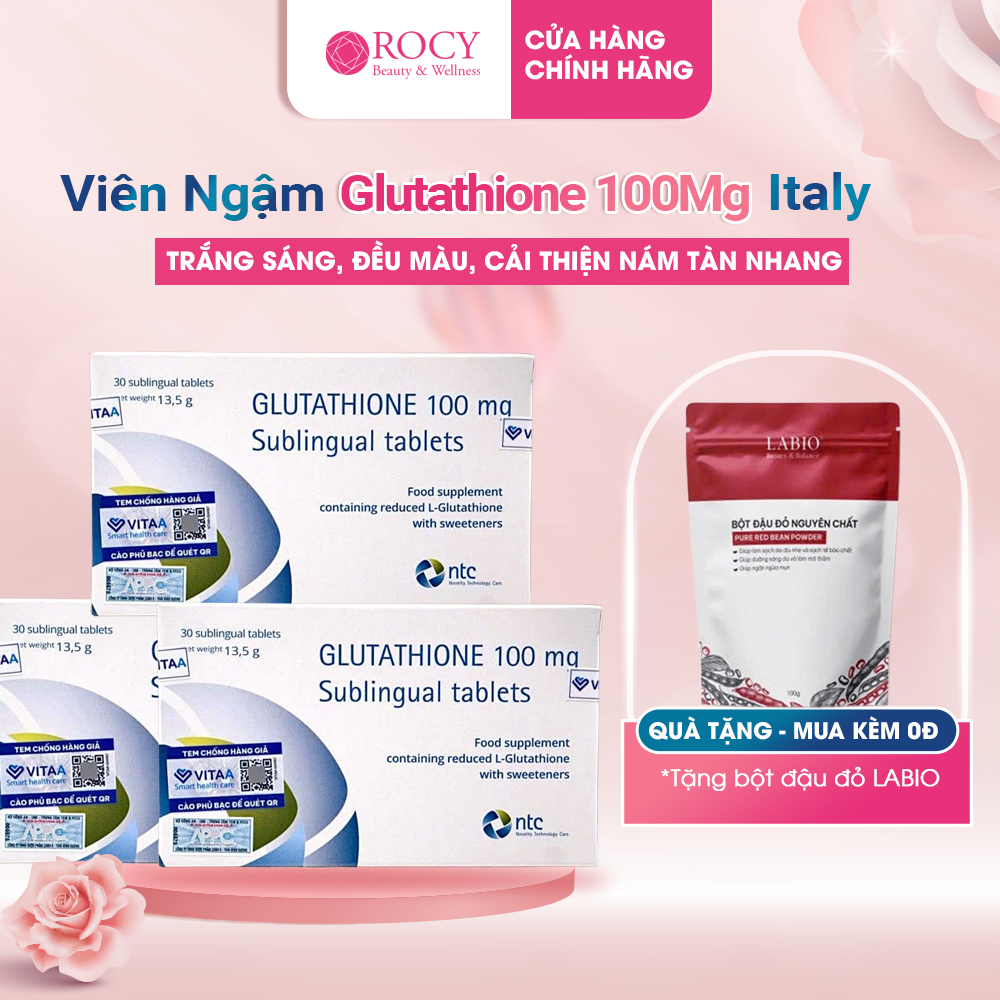 Viên Ngậm Trắng Da Dưới Lưỡi Glutathione 100mg Nhập Khẩu Italy
