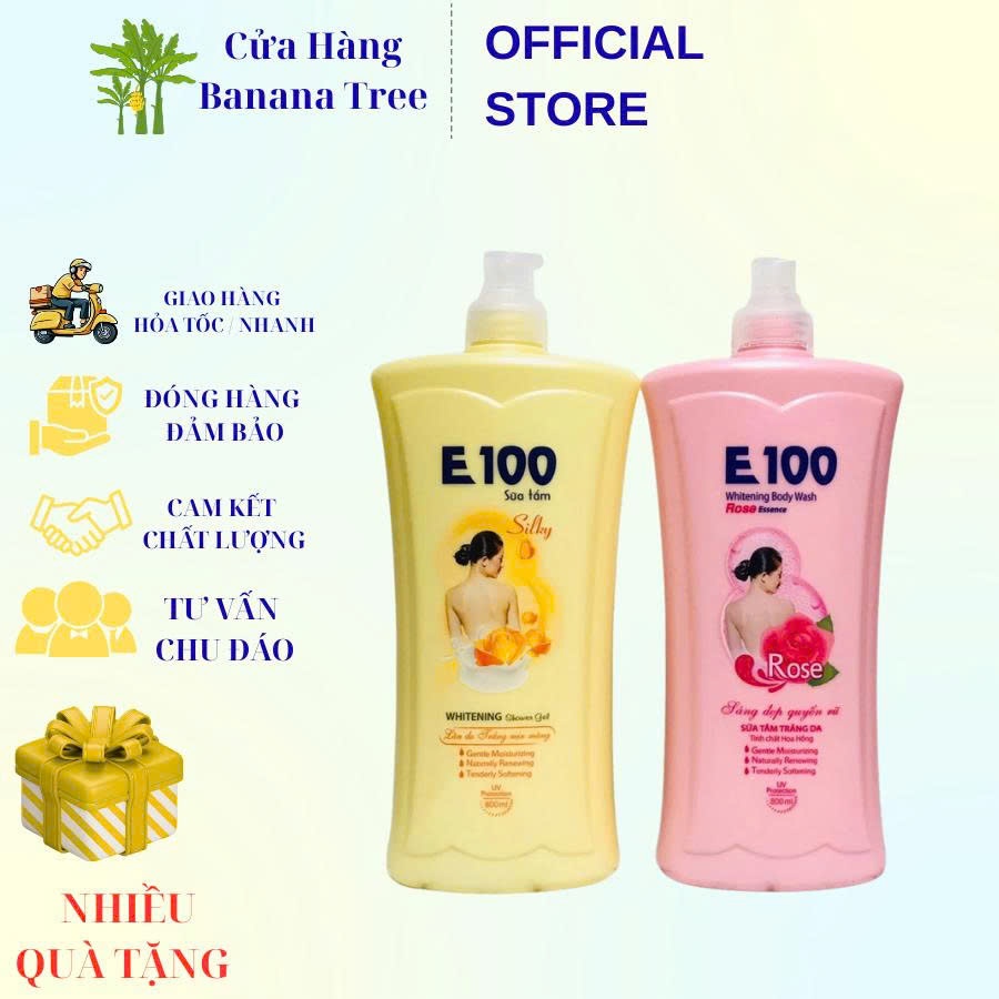 Sữa Tắm dưỡng trắng da E100 Silky 800ml