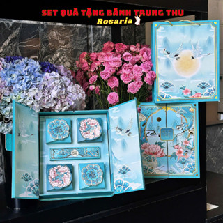 Set Bánh trung thu 4 bánh Thiên Sơn Nguyệt Ảnh kèm hộp cao cấp ROSARIA ít ngọt, không phẩm màu, quà tặng tết trung thu