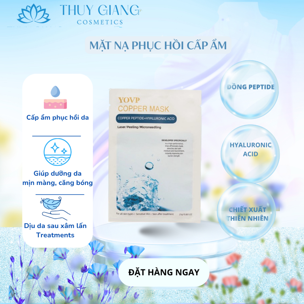 Mặt nạ phục hồi da tức thì & cấp ẩm YOVP Copper Mask Hộp 10 Miếng