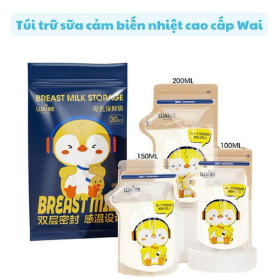 Túi Trữ Sữa Tiện Lợi Cảm Biến Nhiệt Độ Wai KidsWorld an toàn tiện lợi Hộp 30 chiếc
