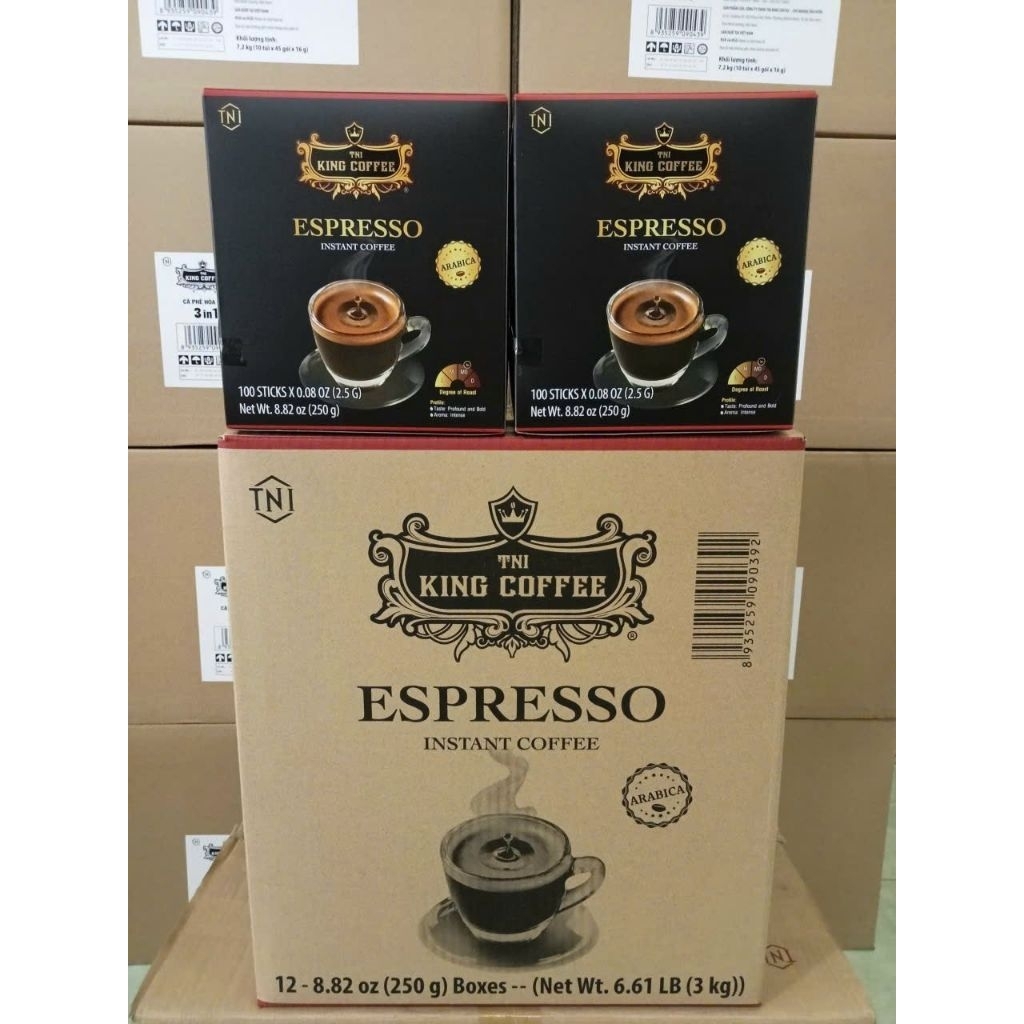 CÀ PHÊ HÒA TAN ESPRESSO KING COFFEE [ HỘP 100 GÓI]