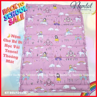 🌸BÉ YÊU🌸 Nệm Trẻ Em Vải Lyocell Than Hoạt Tính Thoáng Mát, Kháng Khuẩn, Nệm Chần Bông Cho Bé Đi Học