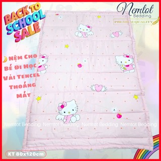 🌱NỆM CHO BÉ ĐI HỌC🌱 Nệm Trẻ Em Đi Học Lyocell Thoáng Mát, Kháng Khuẩn, Kèm Túi Đựng _ Nemtot Bedding