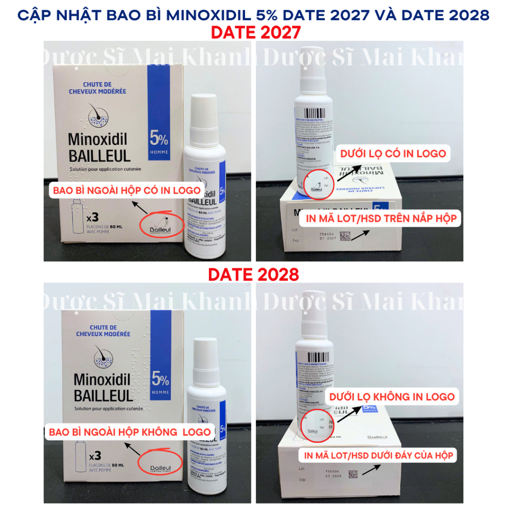 Minoxidil Bailleul Xịt Mọc Tóc 2% Và 5% Ngăn Ngừa Rụng Tóc, Giúp Mọc Tóc 60ml Pháp | BigBuy360 - bigbuy360.vn