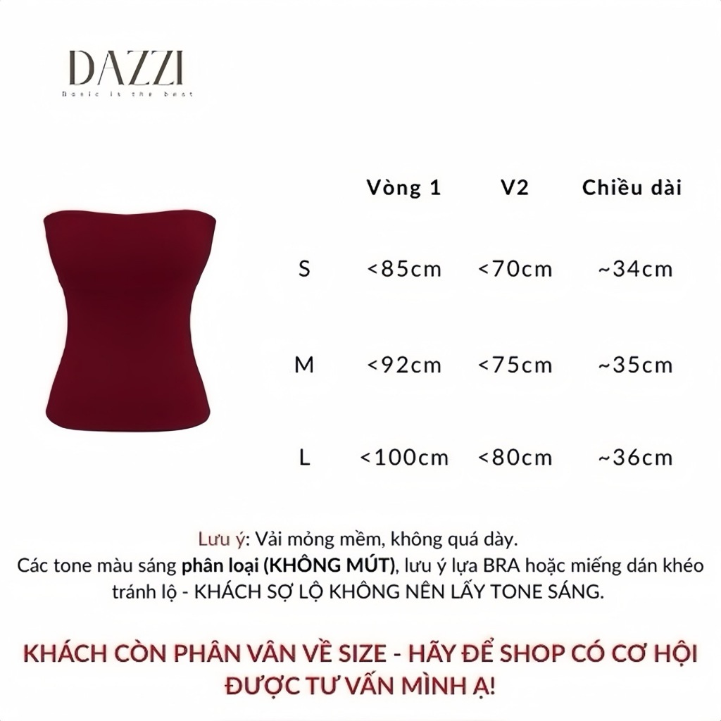 [KÈM MÚT] Áo ống trơn basic ôm body vải cotton mịn DAZZI Women A054 | BigBuy360 - bigbuy360.vn