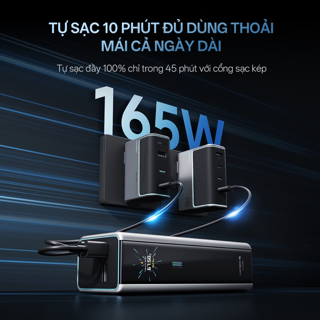 【Được chứng nhận CCC】CUKTECH Sạc Nhanh 210W 20000mAh – Hỗ Trợ Xiaomi 120W, Samsung 45W, iP16/15/14 Laptop 140W | BigBuy360 - bigbuy360.vn