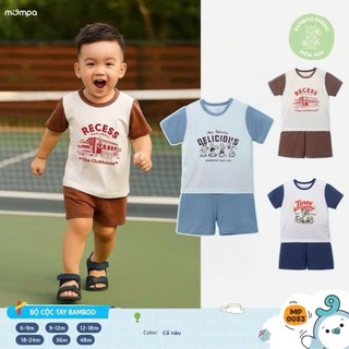  Mompa Bộ Quần Áo Cộc Tay Cài Vai Cổ Trụ Vải Modal Bambô Mềm Mịn Thoáng Mát Cho Bé Trai Nhiều Mẫu Chính Hãng 