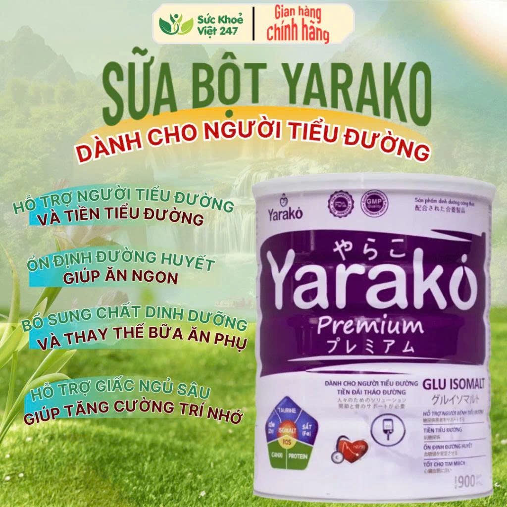 900g Sữa Tiểu Đường YARAKO GLU ISOMALT Chuyên Biệt Người Tiểu Đường Và Tiền Đái Tháo Đường