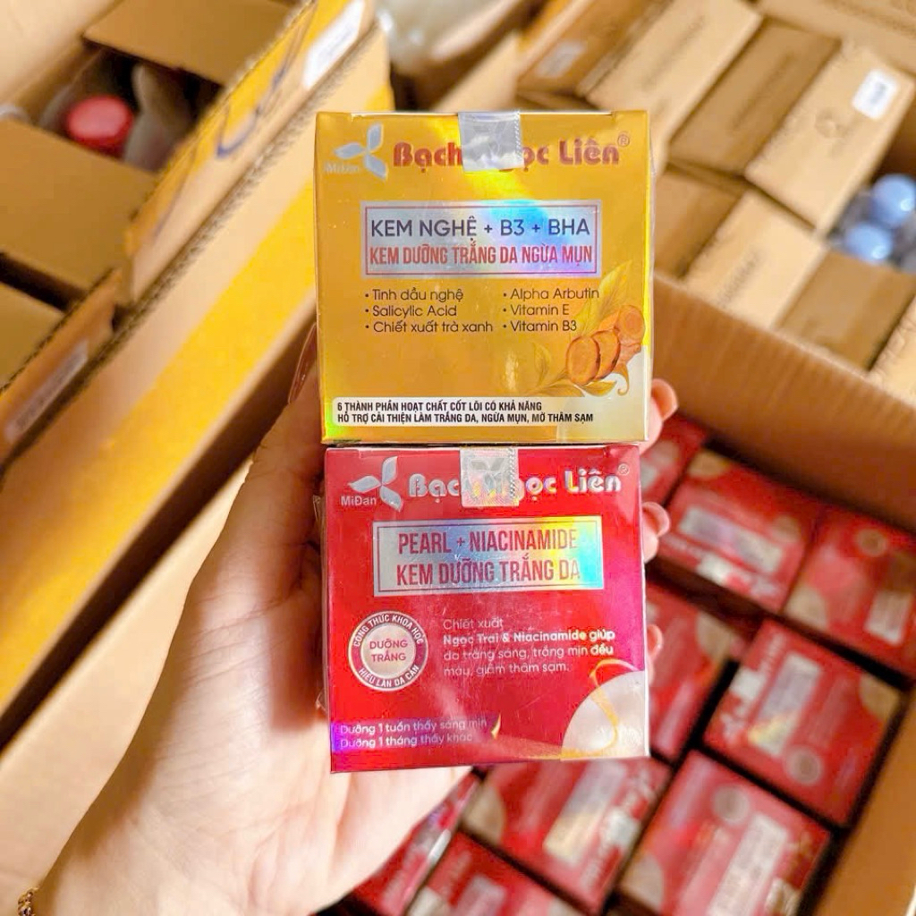 [CHÍNH HÃNG] Kem face Bạch Ngọc Liên kem nghệ, dưỡng trắng da, ngừa mụn b3.BHA hộp 10g