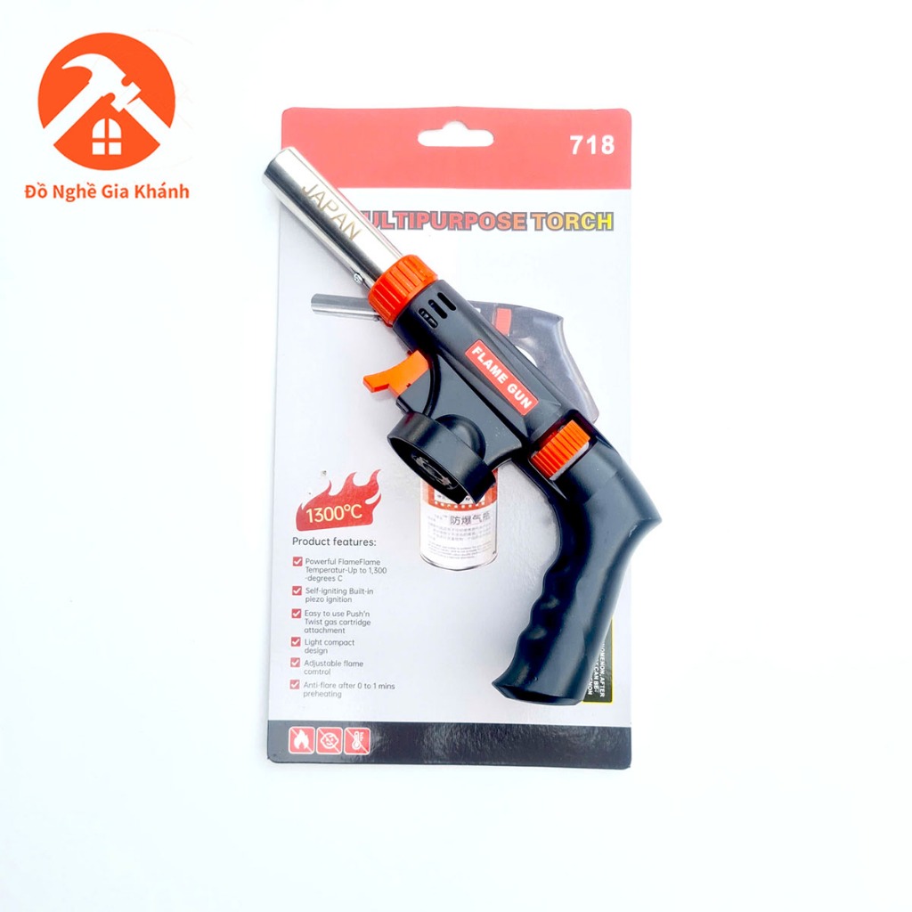 Đèn khò gas đánh lửa tự động có tay cầm dài 25cm