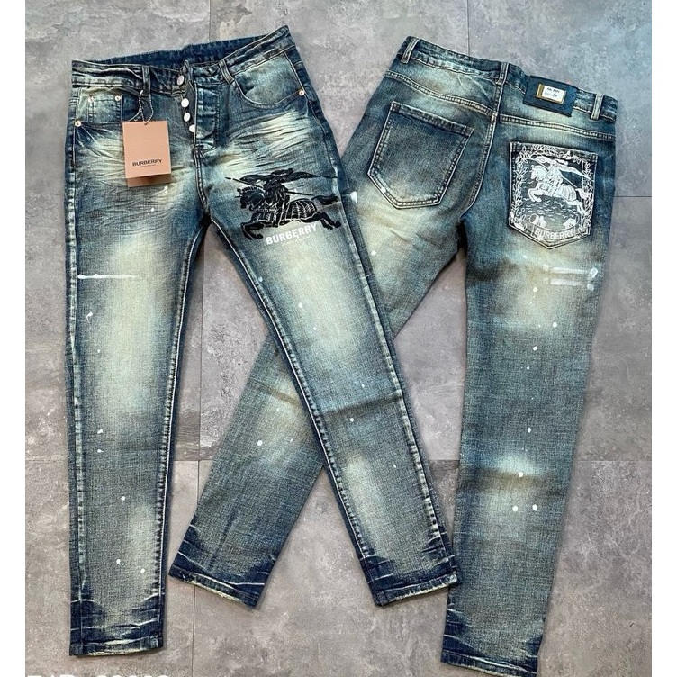 Quần Jean Nam Cao Cấp Bờ Rờ Xanh Rêu Bụi Vẩy Sơn 4 Cúc Quần Bò Thánh Gióng skinny xanh thời trang