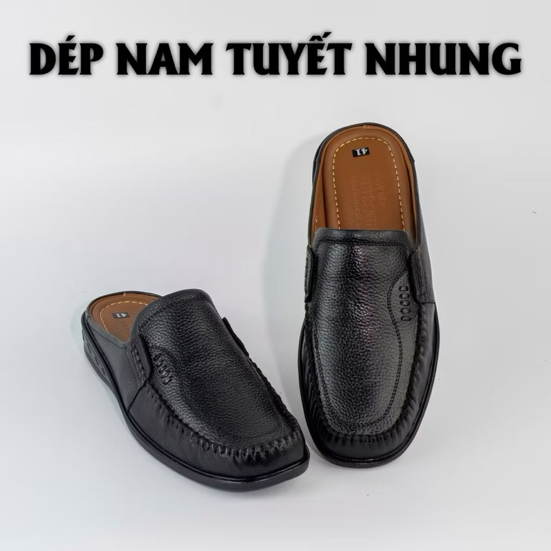 Giày da nam hở gót màu nâu/đen hàng cao cấp
