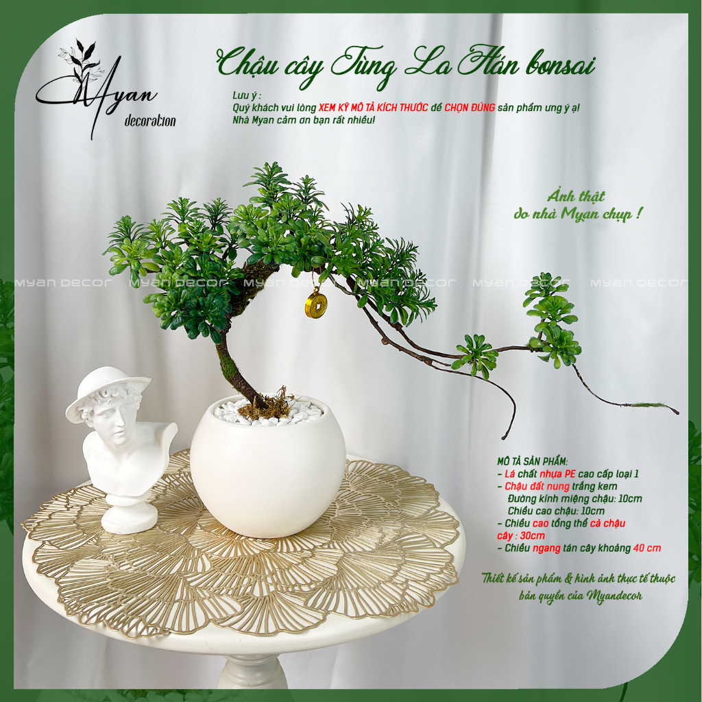 Cây Bonsai giả, Chậu cây Tùng Bonsai để bàn làm việc, trang trí decor nhà cửa, văn phòng,.. cao 30cm