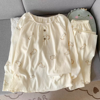 [Sẵn] Bộ ngủ pyjama nữ dài tay hoạ tiết nhiều màu dễ thương cổ tròn mặc nhà