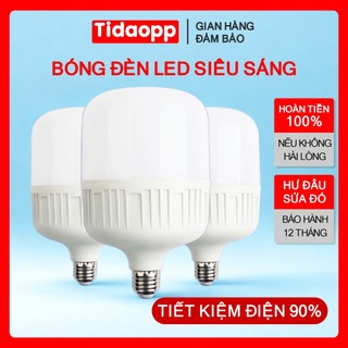  Bóng Đèn LED 10W 20W 30W 40W 50W 60W Trụ Nhựa Tròn Siêu Sáng Ánh Sáng Trắng Tiết Kiệm Điện - BH 1 Năm 