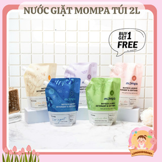 [Mua 1 tặng 1] Nước giặt Mompa organic túi 2L công nghệ emzyme xanh giúp quần áo lưu hương mềm vải cho bé Lunakidsbaby
