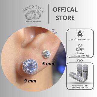  Khuyên tai bạc S925 nam nữ nụ tròn đính đá Hans Silver KTHA120118 