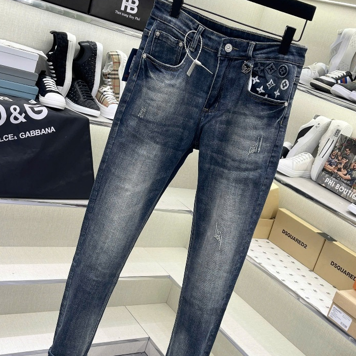 Quần Jean Nam Le Vờ Xanh Bụi 4 Cúc Quần Jean Luôn Vui Tươi Chất Liệu Denim Co Giãn 4 Chiều Rách Xước Bản Đẹp mới hot