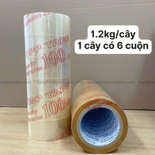  Băng keo trong băng keo vàng đục 100 yard 1.2 kg 1 cây gồm 6 cuộn 
