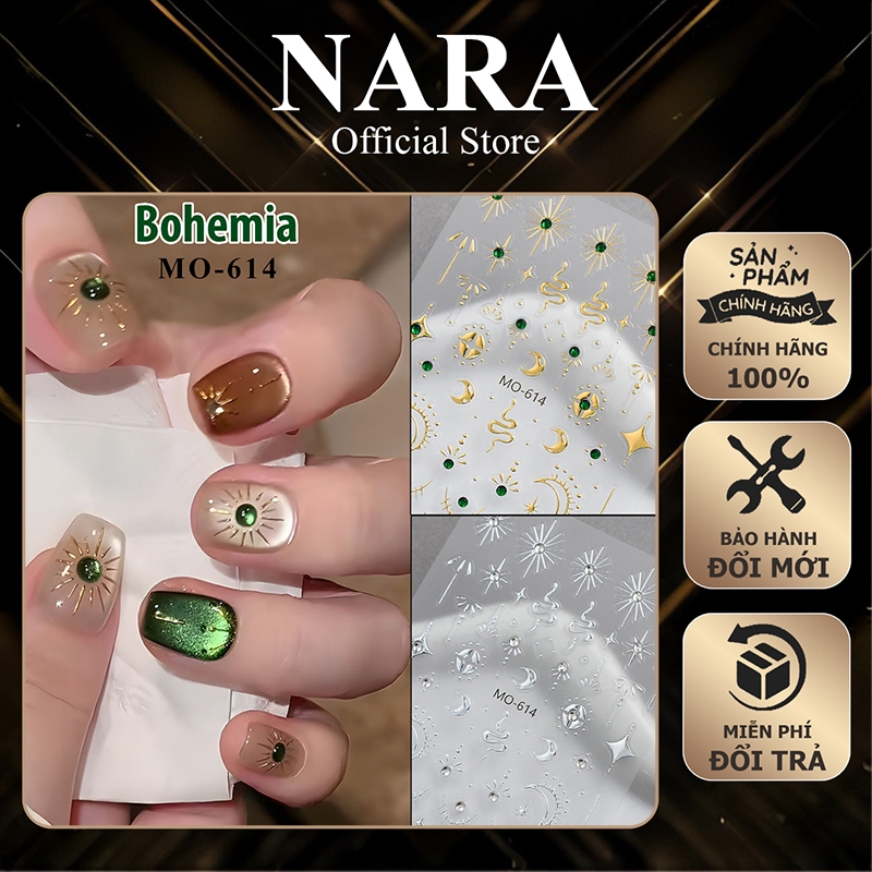 Nail Sticker Bohemia MO-614- Mang phong cách hoàng đạo Bohemia thần bí - Miếng dán ánh kim loại và đ