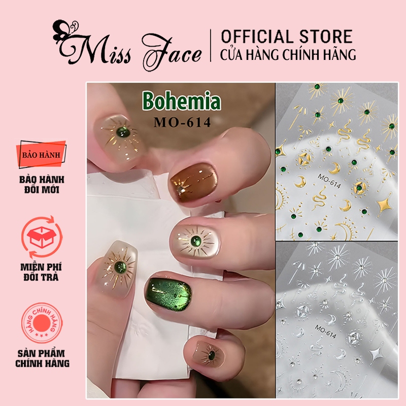 Nail Sticker Bohemia MO-614- Mang phong cách hoàng đạo Bohemia thần bí - Miếng dán ánh kim loại và đ