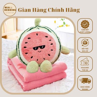 Bộ chăn gối văn phòng đa năng hình quả dứa hấu nghộ nghĩnh gối kèm chăn cho bé đi học 